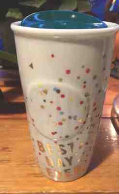 Starbucks 2015 “Best Day Ever” Confetti Tumbler 10oz Travel Mug W/lid - Sold on eBay Feb, 22nd 2019 for $19.99