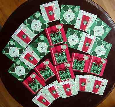 LOT 25 New STARBUCKS 2018 Die-Cut Holiday Gift Cards Bow Present & Coffee Plant - Sold on eBay Feb, 22nd 2019 for $17.99