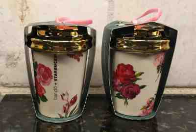 STARBUCKS BAN.DO ROSE CERAMIC COFFEE CUP CHRISTMAS TREE HOLIDAY ORNAMENT - 2018 - Sold on eBay Feb, 22nd 2019 for $9.75