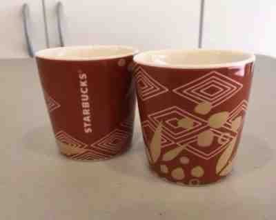 NEW Lot of 2 Starbucks Coffee 2013 'Ethiopia' Brown/White Demi Demitasse Cup - Sold on eBay Feb, 16th 2019 for $9.50