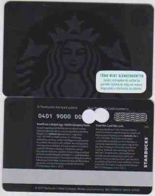 Hungary Starbucks card, No value,PIN intact - 2017 Black Siren - Sold on eBay Feb, 20th 2019 for $4.00