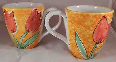 2  Rare Starbucks Tulip Mugs Handpainted Made in Italy NOT for Microwave - Sold on eBay Feb, 17th 2019 for $11.99
