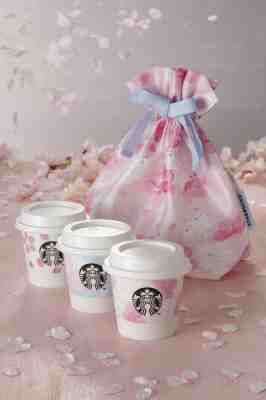 Starbucks Japan SAKURA 2019 Pudding empty CUP and BAG SET cherry blossom cloth - Sold on eBay Feb, 22nd 2019 for $24.50