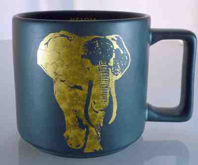 2016 Starbucks black background Kenya 14 Fl  oz mug gold Elephant Mint - Sold on eBay Feb, 19th 2019 for $15.00