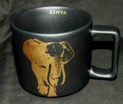 2016 STARBUCKS Black 14 oz Gold Elephant KENYA Coffee Mug - Sold on eBay Feb, 16th 2019 for $12.99