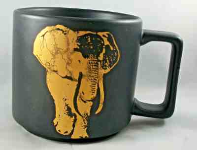 Starbucks Kenya Mug Gold Elephant Black Matte Finish Africa Coffee Cup 14 oz  - Sold on eBay Feb, 16th 2019 for $13.99