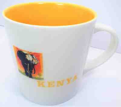 Starbucks Kenya Coffee Mug 2005 16 oz Africa Arabia Elephant White Yellow Cup - Sold on eBay Feb, 15th 2019 for $14.66