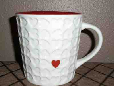 STARBUCKS 2007 LARGE EMBOSSED WHITE HEARTS w/SMALL RED HEART COFFEE CUP 16oz EUC - Sold on eBay Feb, 14th 2019 for $15.00