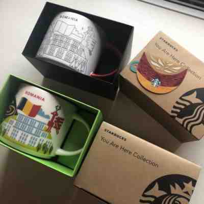 Starbucks NEW Romania YAH 2 Mugs Christmas and YAH + Romania Cup Gift Card - Sold on eBay Feb, 18th 2019 for $46.15
