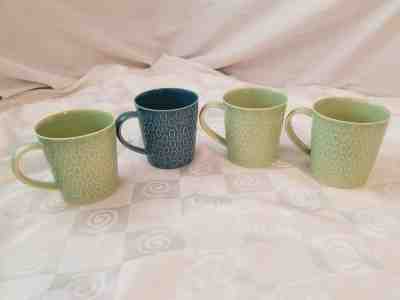 Starbucks Set of 4 Coffee Mug Cup 14 Oz. Ovals Design House 2010 Celadon Dk Teal - Sold on eBay Feb, 18th 2019 for $44.96