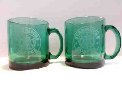 Starbucks Coffee Rare Green Glass Mug with Etched Mermaid Logo 12oz Made in USA  - Sold on eBay Feb, 22nd 2019 for $15.50