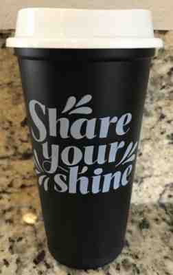 NEW Starbucks Reusable Coffee Cup Tumbler 16oz Plastic Limited Black Share Shine - Sold on eBay Feb, 18th 2019 for $9.99