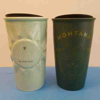 2 Starbucks Idaho Montana Ceramic Double wall DW Tumblers travel mugs Original - Sold on eBay Feb, 16th 2019 for $80.00