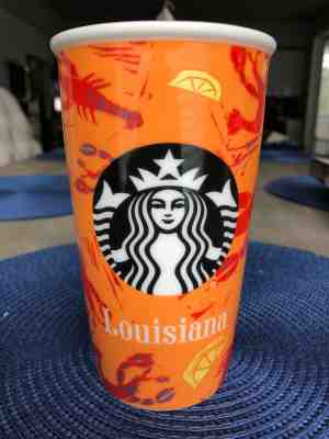 NEW Starbucks 2016 Louisiana Double Wall Traveler 12 Fl Oz Ceramic Crawfish - Sold on eBay Feb, 21st 2019 for $24.00