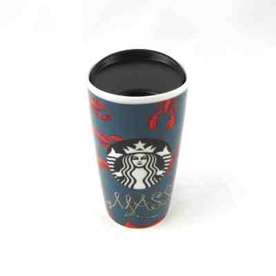 Massachusetts Starbucks Mug Double Wall Travel Tumbler Ceramic Lobsters Blue Red - Sold on eBay Jan, 25th 2019 for $25.00