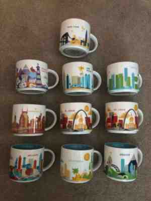 Starbucks You Are Here Mug Lot Of 10 NY Seattle STL NC Den CA ATL Nash SD 14oz - Sold on eBay Feb, 19th 2019 for $75.00