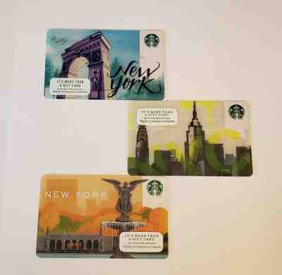 Starbucks 2014, 2015, 2016 New York Gift Cards...Pins Intact - Sold on eBay Feb, 6th 2019 for $4.00