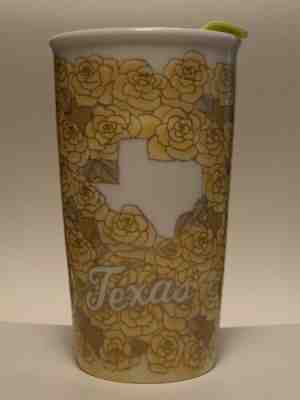Starbucks 2016 Texas Yellow Roses Ceramic Traveler Cup Tumbler Green Lid - Sold on eBay Feb, 18th 2019 for $20.00
