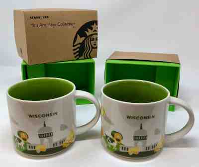2 Starbucks Wisconsin You are Here YAH Collector Coffee Mugs ~ 14 Oz in Boxes   - Sold on eBay Feb, 5th 2019 for $34.99