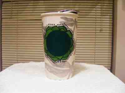 2014 Starbucks Red Dot Collection DRAGONFLY 12oz Ceramic Tumbler Silver Green - Sold on eBay Feb, 24th 2019 for $9.00