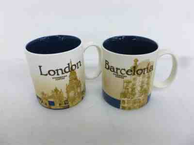 Lot of 2x Starbucks Mugs Location Collector Series London Barcelona