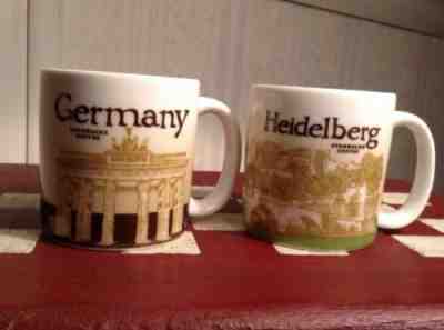 Starbucks City Mugs~~Set Of Two  Demitasse Espresso  Germany And Heidelberg~~3oz - Sold on eBay Feb, 22nd 2019 for $45.00