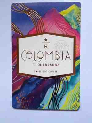 Starbucks Reserve Coffee Taster Card COLOMBIA El Quebradon (2016) - Sold on eBay Feb, 24th 2019 for $1.79