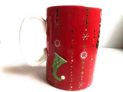 Starbucks Christmas Mug 2006 Red with White Snowflakes Green and Gold Stockings - Sold on eBay Feb, 23rd 2019 for $4.00