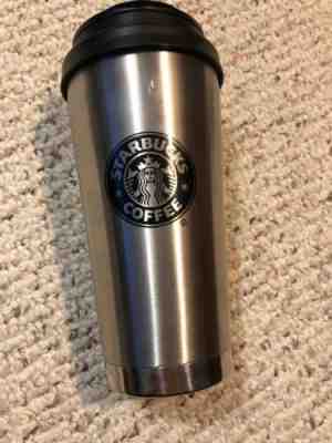 Starbucks 2010 Stainless Steel Travel Tumbler Siren Logo 16oz Matte Silver Black - Sold on eBay Feb, 23rd 2019 for $22.00