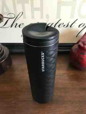 2015 Starbucks Coffee Stainless Black Steel Quilted Tumbler w/ Sealing Lid 16 OZ - Sold on eBay Feb, 24th 2019 for $26.99