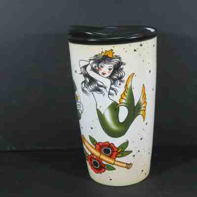 Starbucks - Mermaid Siren Tattoo Ceramic Travel Mug Tumbler RARE HTF 2015 - Sold on eBay Feb, 24th 2019 for $32.00