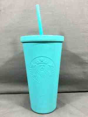 Starbucks Stainless Steel Cold Cup Tumbler Matte Aqua Blue with Straw 16 Oz 2016 - Sold on eBay Feb, 23rd 2019 for $15.26