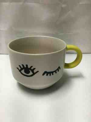 Starbucks Eye Wink Coffee Mug Cup 2017 White Ceramic Yellow Handle 14 Fl Oz. - Sold on eBay Feb, 24th 2019 for $10.00