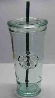 20 oz Tumbler COFFEE STARBUCKS Recycled Glass SPAIN Venti Cold To Go Lid Straw  - Sold on eBay Feb, 23rd 2019 for $42.50