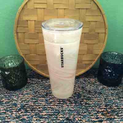 Starbucks Blown Glass Orange/Pink Marble Swirl Double Wall Venti Tumbler 20oz. - Sold on eBay Mar, 3rd 2019 for $59.99