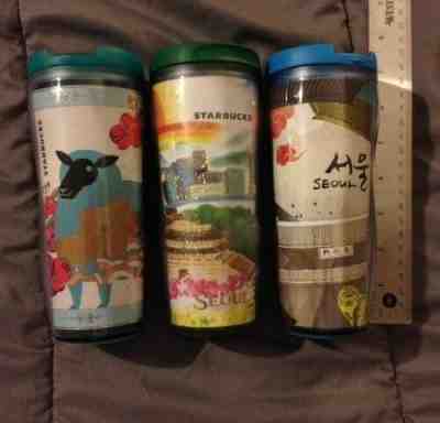 Limited Starbucks Korea Seoul Tumbler 12oz 355ml Coffee Mug 3 Tumblers - Sold on eBay Feb, 27th 2019 for $30.00