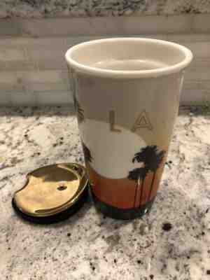 2015 Starbucks Los Angeles LA Double Wall Traveler Ceramic Tumbler Palm Trees - Sold on eBay Mar, 2nd 2019 for $39.99