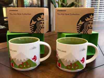 2 Starbucks Portland You are Here YAH Collector Mugs ~ 14 Oz in Boxes   - Sold on eBay Mar, 2nd 2019 for $34.99