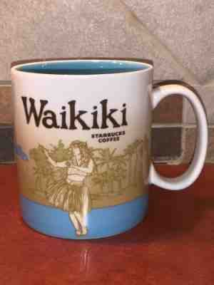 Starbucks WAIKIKI Global Icon mug Hawaii Coffee Cup 2009 16 oz. - Sold on eBay Mar, 2nd 2019 for $40.00