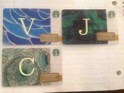 Starbucks Limited Edition Alphabet cards C,V and J - Sold on eBay Mar, 10th 2019 for $6.00