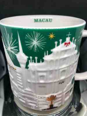 Starbucks Macau High Relief Christmas Mug 16oz with tag (Green) - Sold on eBay Mar, 4th 2019 for $10.00