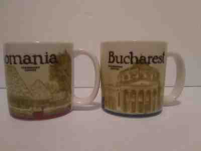 2 Demitasse Starbucks City Mugs 3 oz Mini Icon ROMANIA & BUCHAREST Discontinued - Sold on eBay Mar, 9th 2019 for $30.00