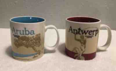 2 Starbucks  Aruba and Antwerp Icon Series 16oz mug