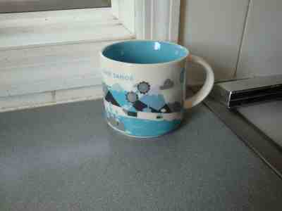 NICE STARBUCKS LAKE TAHOE 2013 14 FL OZ WHITE TURQUOISE CERAMIC MUG  - Sold on eBay Mar, 9th 2019 for $17.00