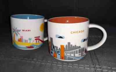 2 Starbucks You are Here Coffee Mugs - Miami & Chicago - Sold on eBay Mar, 9th 2019 for $20.00