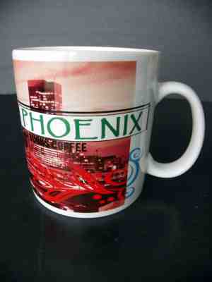 STARBUCKS PHOENIX COLLAGE SERIES ORANGE GREEN MUG 20 oz 1999 - Sold on eBay Mar, 9th 2019 for $7.25