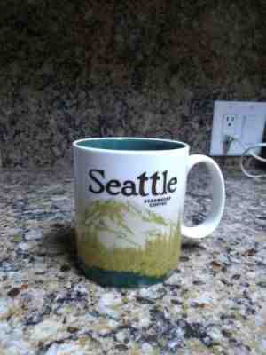 Starbucks SEATTLE Stoneware COFFEE MUG 2008 Collector Series 16 oz Mt RAINIER - Sold on eBay Mar, 4th 2019 for $73.16