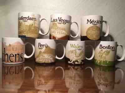 Starbucks Amsterdam Vegas Mexico Peru Boston Athens Wales Coffee Mug Cup X7