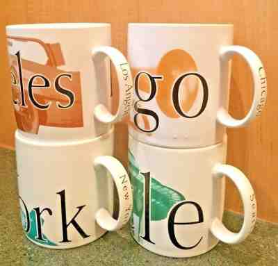 Starbucks City Coffee Mugs 2004 New York, Chicago, Seattle, Los Angeles Lot 4 - Sold on eBay Mar, 16th 2019 for $16.00