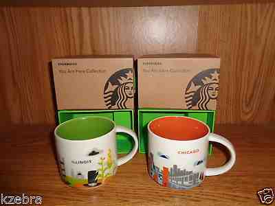 CHICAGO / ILLINOIS  STARBUCKS YOU ARE HERE  14 OZ MUGS (2), NEW IN BOX - Sold on eBay Mar, 16th 2019 for $52.25